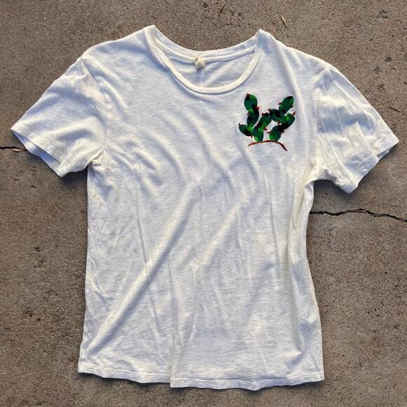 Tiny Soft Worn in Heathered Gray Embroidered Cactus Short Sleeve Tee Size Small - Picture 1 of 10